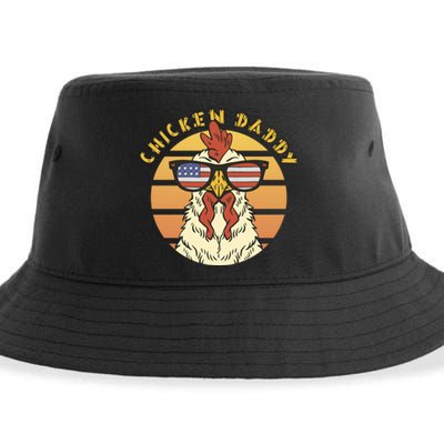 Chicken Daddy American Flag Funny Sustainable Bucket Hat