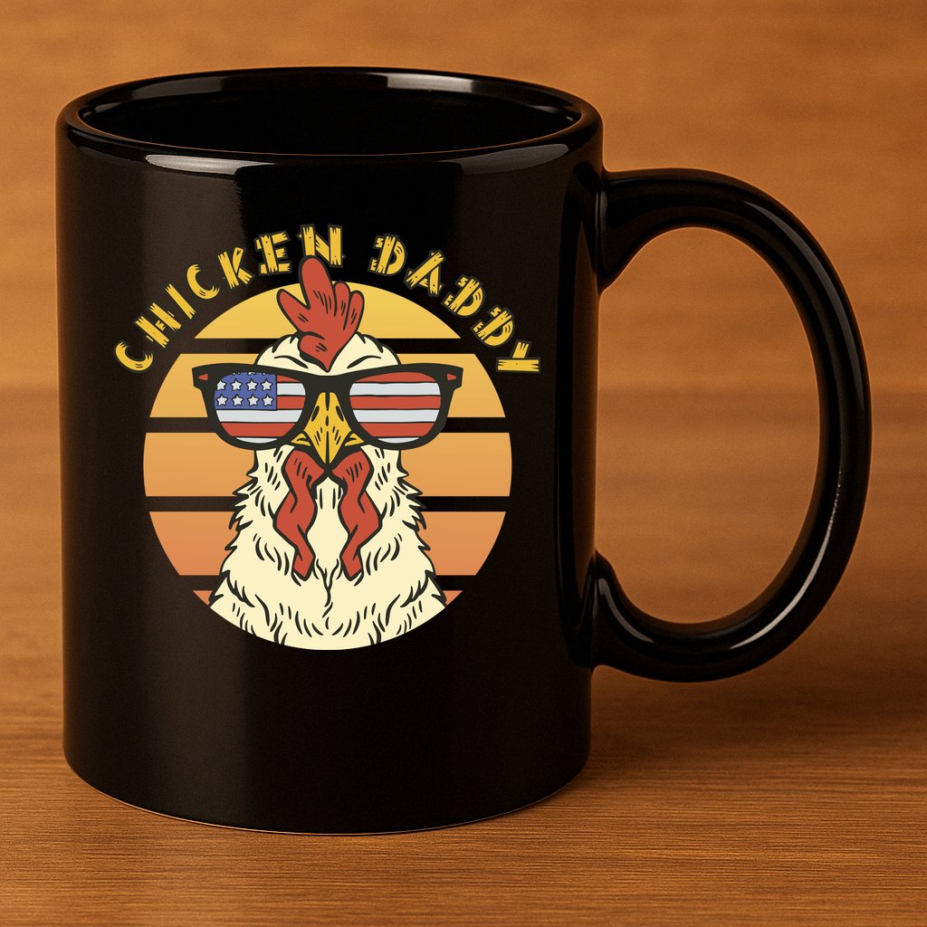 Chicken Daddy American Flag Funny 11oz C Handle Ceramic Mug