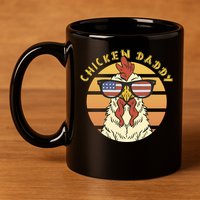 Chicken Daddy American Flag Funny 11oz C Handle Ceramic Mug