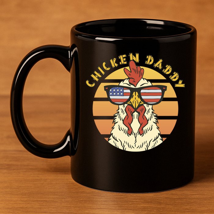 Chicken Daddy American Flag Funny 11oz C Handle Ceramic Mug