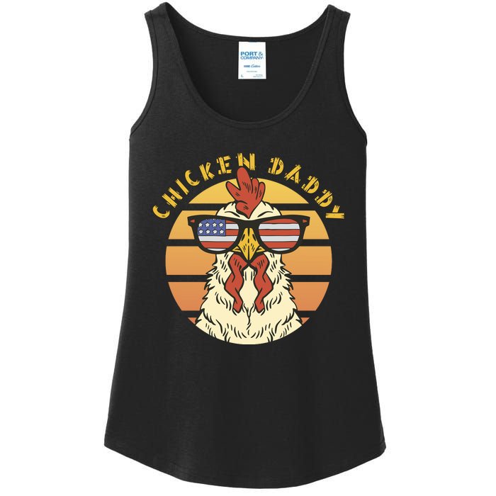 Chicken Daddy American Flag Funny Ladies Essential Tank