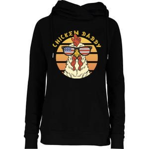 Chicken Daddy American Flag Funny Womens Funnel Neck Pullover Hood