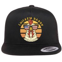 Chicken Daddy American Flag Funny Flat Bill Trucker Hat