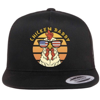 Chicken Daddy American Flag Funny Flat Bill Trucker Hat