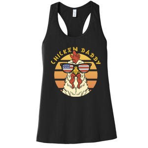 Chicken Daddy American Flag Funny Women's Racerback Tank