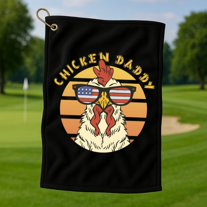 Chicken Daddy American Flag Funny Golf Towel