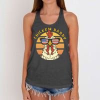 Chicken Daddy American Flag Funny Women's Knotted Racerback Tank