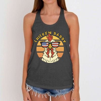 Chicken Daddy American Flag Funny Women's Knotted Racerback Tank