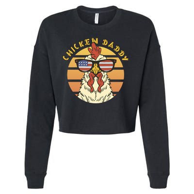 Chicken Daddy American Flag Funny Cropped Pullover Crew