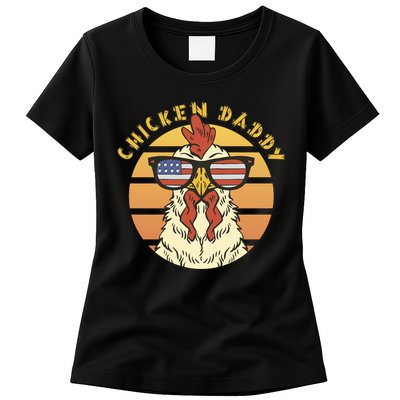 Chicken Daddy American Flag Funny Womens T-Shirt