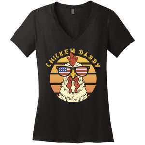 Chicken Daddy American Flag Funny Women's V-Neck T-Shirt