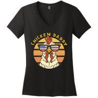 Chicken Daddy American Flag Funny Women's V-Neck T-Shirt