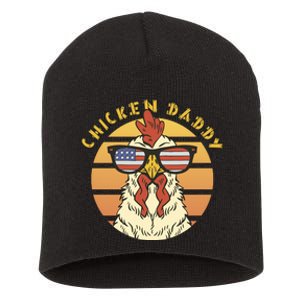 Chicken Daddy American Flag Funny Short Acrylic Beanie