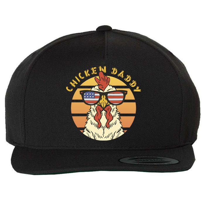 Chicken Daddy American Flag Funny Wool Snapback Cap