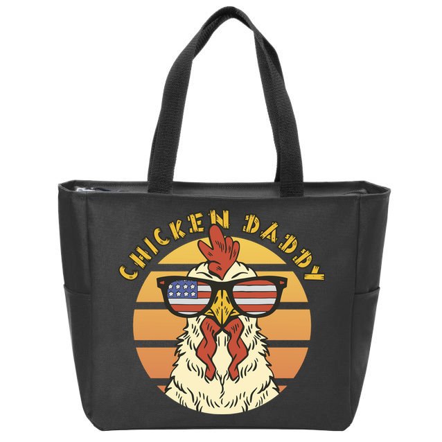 Chicken Daddy American Flag Funny Zip Tote Bag