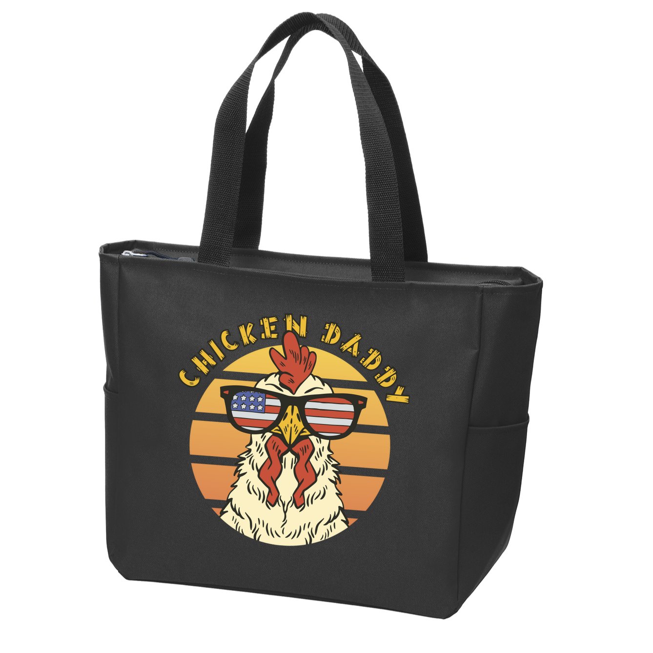 Chicken Daddy American Flag Funny Zip Tote Bag