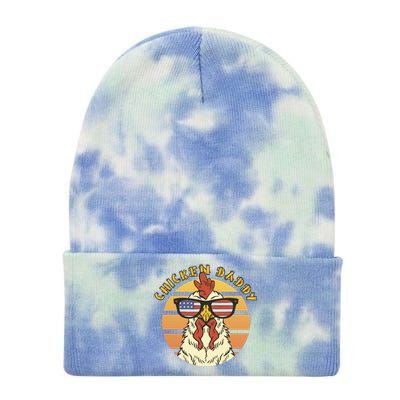 Chicken Daddy American Flag Funny Tie Dye 12in Knit Beanie