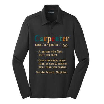 Carpenter Definition A Person Who Fixes Stuff You Can't Gift Silk Touch Performance Long Sleeve Polo