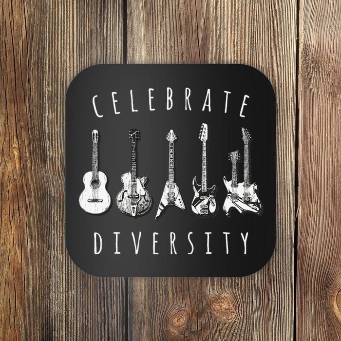 Celebrate Diversity Acoustic Guitar Musician Coaster