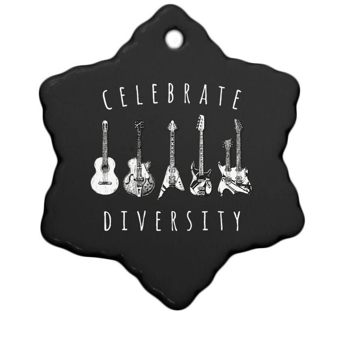 Celebrate Diversity Acoustic Guitar Musician Ceramic Star Ornament