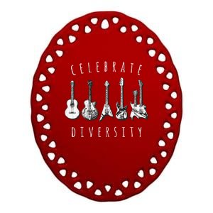 Celebrate Diversity Acoustic Guitar Musician Ceramic Oval Ornament