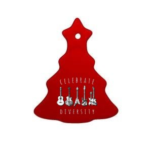 Celebrate Diversity Acoustic Guitar Musician Ceramic Tree Ornament