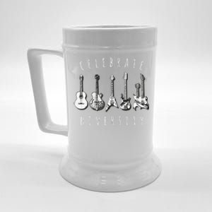 Celebrate Diversity Acoustic Guitar Musician Beer Stein