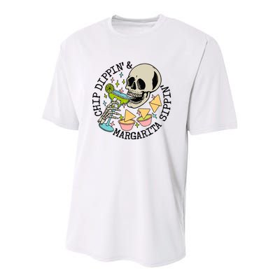 Chip Dippin And Margarita Sippin Skeleton Youth Performance Sprint T-Shirt