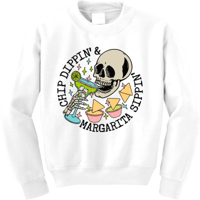 Chip Dippin And Margarita Sippin Skeleton Kids Sweatshirt