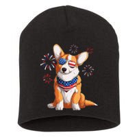 Corgi Dog American USA Flag 4th of July Corgi Lover Short Acrylic Beanie