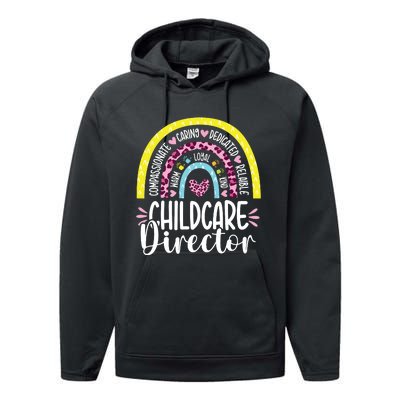 Childcare Director Appreciation Daycare Provider Rainbow Performance Fleece Hoodie