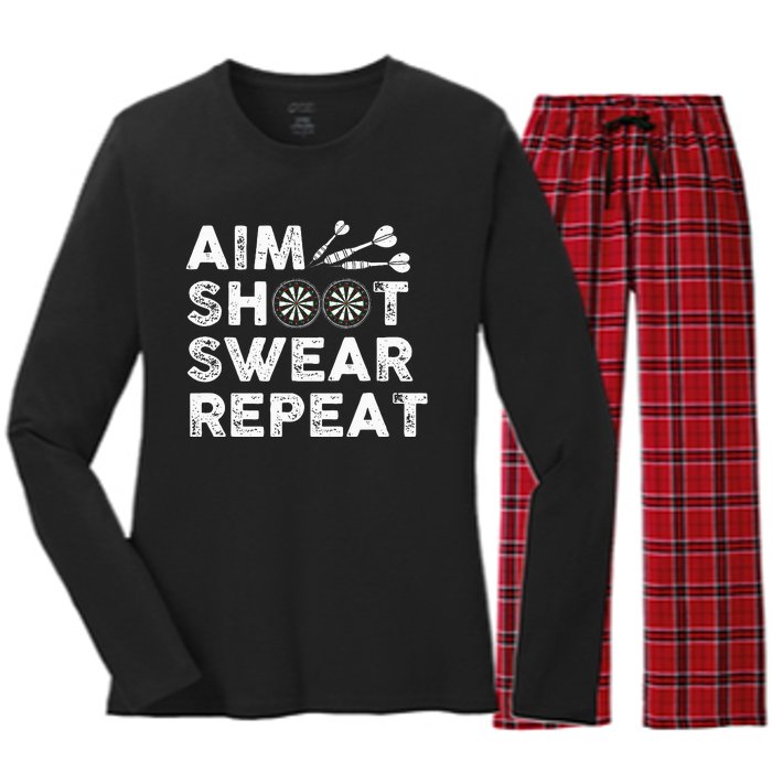 Cool Darts Art For Women Dart Player Throwing Sport Women's Long Sleeve Flannel Pajama Set 