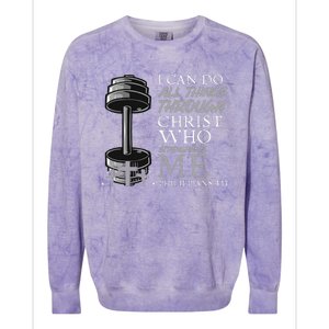 Can Do All Things Weightlifter Gym Christian Bible Verse Colorblast Crewneck Sweatshirt