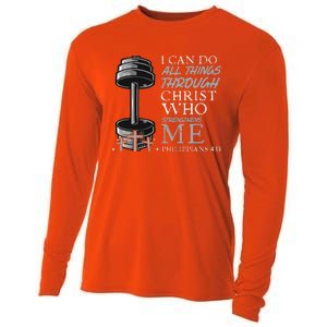 Can Do All Things Weightlifter Gym Christian Bible Verse Cooling Performance Long Sleeve Crew