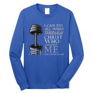 Can Do All Things Weightlifter Gym Christian Bible Verse Long Sleeve Shirt