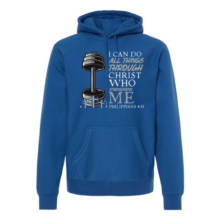 Can Do All Things Weightlifter Gym Christian Bible Verse Premium Hoodie