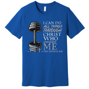 Can Do All Things Weightlifter Gym Christian Bible Verse Premium T-Shirt