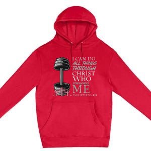 Can Do All Things Weightlifter Gym Christian Bible Verse Premium Pullover Hoodie