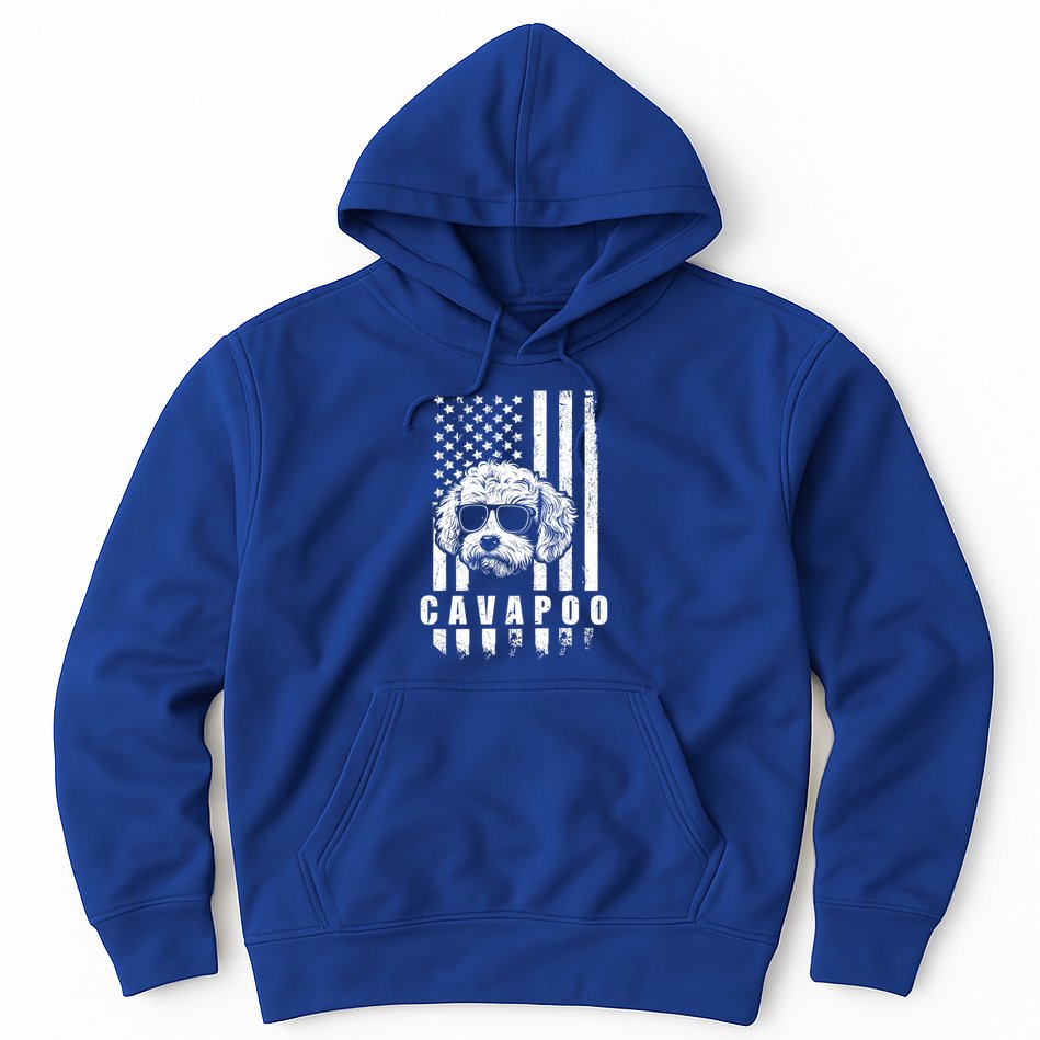 Cavapoo Dog American Flag Usa Patriotic Dog Lover Xmas Funny Gift Meaningful Gif Hoodie