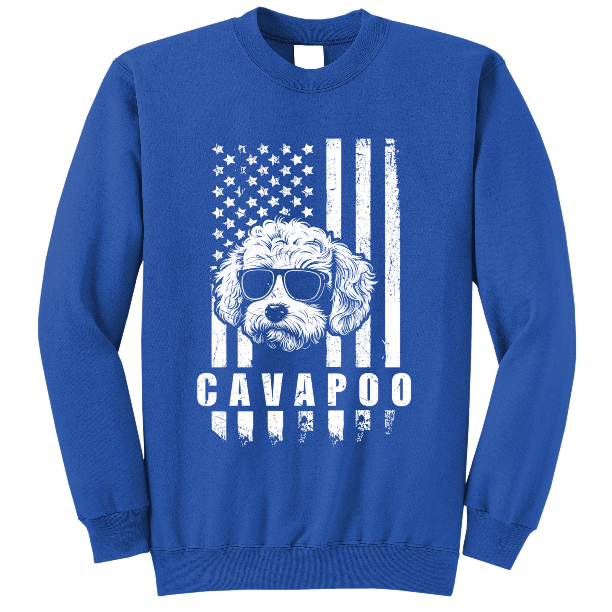 Cavapoo Dog American Flag Usa Patriotic Dog Lover Xmas Funny Gift Meaningful Gif Sweatshirt