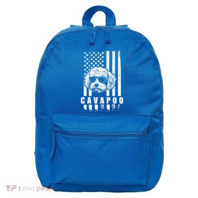 Cavapoo Dog American Flag Usa Patriotic Dog Lover Xmas Funny Gift Meaningful Gif 16 in Basic Backpack