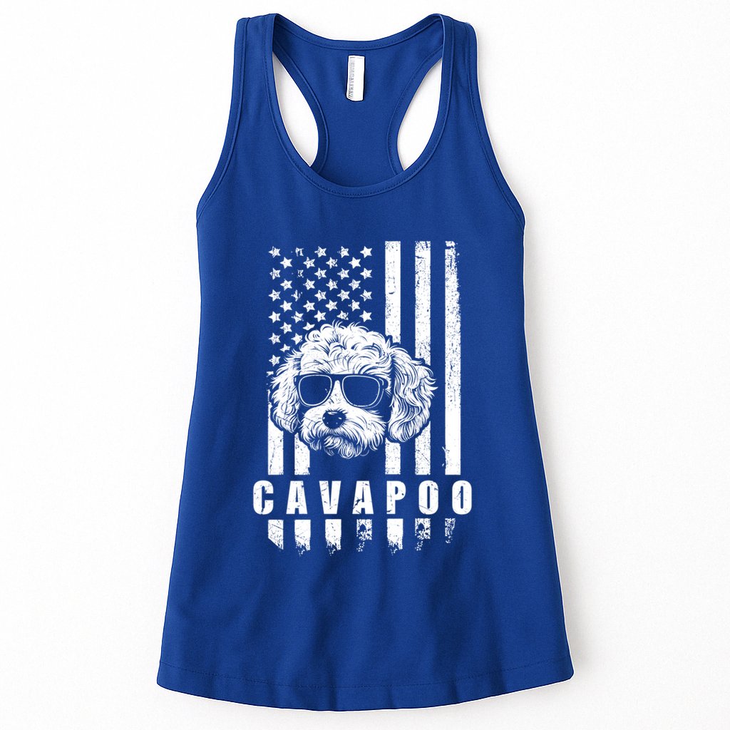 Cavapoo Dog American Flag Usa Patriotic Dog Lover Xmas Funny Gift Meaningful Gif Womens Tank Top