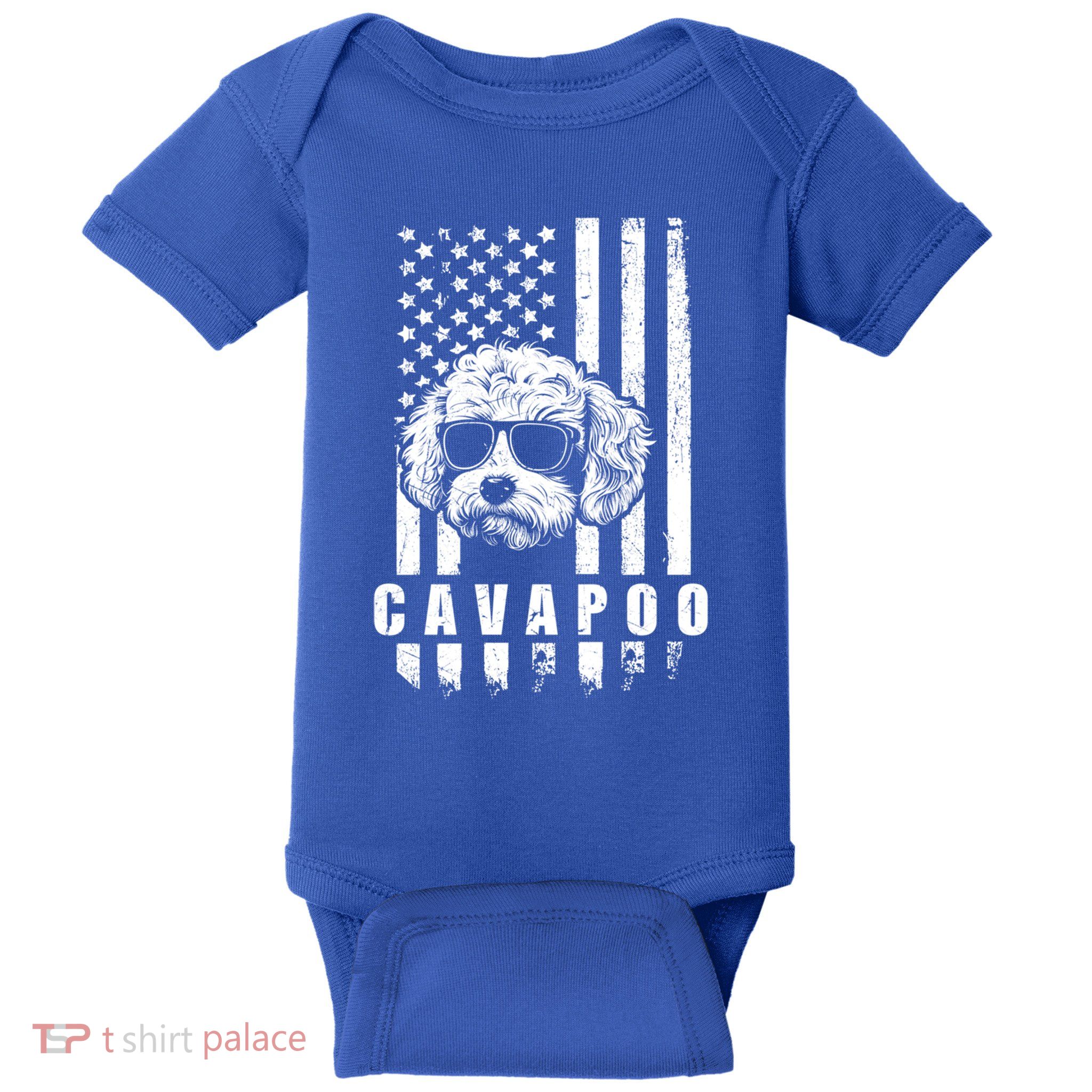 Cavapoo Dog American Flag Usa Patriotic Dog Lover Xmas Funny Gift Meaningful Gif Baby Bodysuit