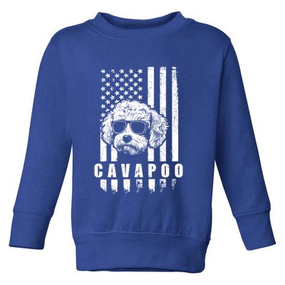 Cavapoo Dog American Flag Usa Patriotic Dog Lover Xmas Funny Gift Meaningful Gif Toddler Sweatshirt