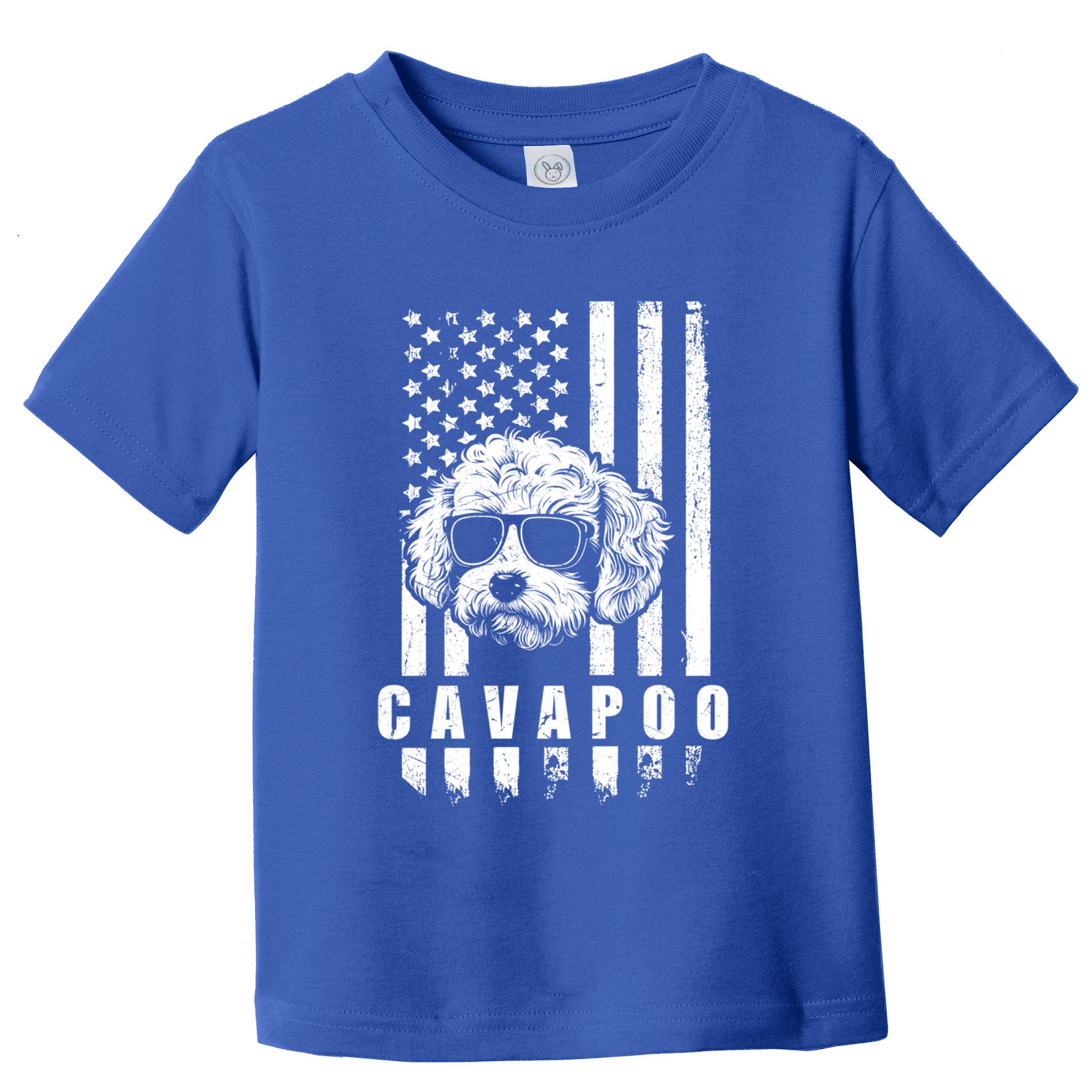 Cavapoo Dog American Flag Usa Patriotic Dog Lover Xmas Funny Gift Meaningful Gif Toddler T-Shirt