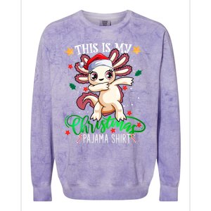 Christmas Dabbing Axolotl Santa This Is My Christmas Pajama Cute Gift Colorblast Crewneck Sweatshirt