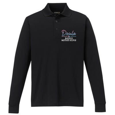 Cool Doula Art Mother Birth Worker Midwife Doula Performance Long Sleeve Polo