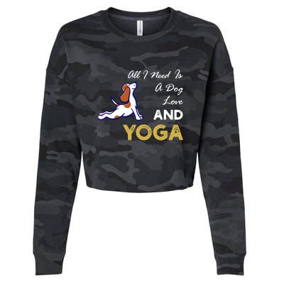 Cute Dog And Yoga Lover Funny Gift Cool Gift Cropped Pullover Crew