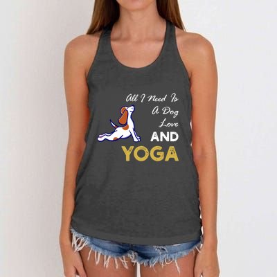 Cute Dog And Yoga Lover Funny Gift Cool Gift Women's Knotted Racerback Tank