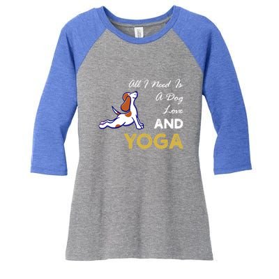 Cute Dog And Yoga Lover Funny Gift Cool Gift Women's Tri-Blend 3/4-Sleeve Raglan Shirt